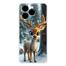 Яркий чехол для Ulefone Note 20 Pro с Зимними Оленятами – Оленёнок в лесу