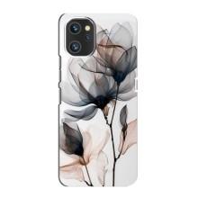 Чохол з квітковим принтом на ЮМіДіДжі А13 Про – Квіти на білому