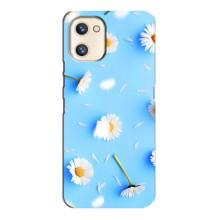 Чехол с Цветами для Umidigi A13s (ромашки на голубом)