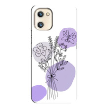 Силконовий чохол з принтом в квітах на Umidigi A13s (Фіолетовий букет)