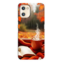 Чохол з унікальним дизайном 'Осінь з кавою' для Umidigi A13s – Кава і дощ