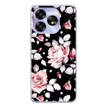 Чехлы с Цветами для UMIDIGI A15 (VPrint) (Цветочки на черном)