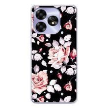 Чехлы с Цветами для UMIDIGI A15C (VPrint) (Цветочки на черном)