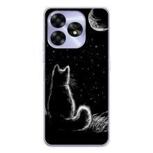 Чехол с принтом для UMIDIGI A15C (AlphaPrint) Модные коты (Котик и луна)