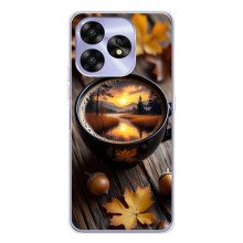 Чехол с уникальным дизайном «Осень с кофе» для UMIDIGI A15C – Тёмный кофе
