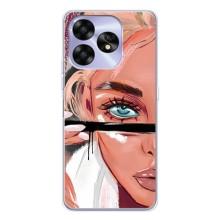 Силиконовый Чехол на UMIDIGI A15C с картинкой Стильных Девушек (Девушка и ресницы)