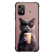 Чехол с принтом стильные животные для ]{Умidigde Бизоnx20 (Кот с кофе)