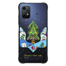 Зимние Чехлы для ]{Умidigde Бизоnx20 - прозрачный фон (Рождественский герб)