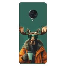 Чехол с принтом стильные животные для Виво Некс 3 (Лось с кофе)