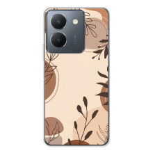 Чохол з квітковим принтом на С30 Про Міні (Коричневі квіти)