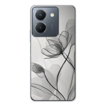 Чехол с цветочным принтом на Виво С30 – Черные цветы