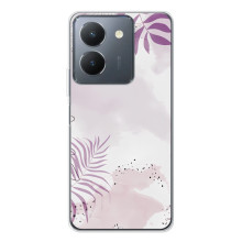 Чехол с цветочным принтом на Виво С30 – Фиолетовые листья