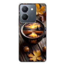 Чехол с уникальным дизайном «Осень с кофе» для Vivo S30 – Тёмный кофе