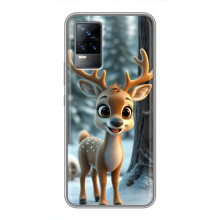 Яркий чехол для Vivo S9 с Зимними Оленятами (Оленёнок в лесу)