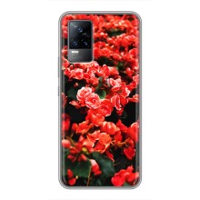 Чехлы с Цветами для Vivo S9e (VPrint) (Цветы красные)