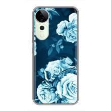 Чехлы (ART) Цветы на Vivo T3 Ultra (VPrint) (Голубые Бутоны)