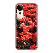 Чехлы с Цветами для Vivo T3 Ultra (VPrint) (Цветы красные)