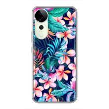 Чехол для Виво Т3 Ультра - с принтом (Дизайнерские) (AlphaPrint) (Красочные цветы)