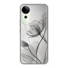 Чехол с цветочным принтом на Vivo T3 Ultra – Черные цветы