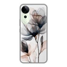 Чехол с цветочным принтом на Vivo T3 Ultra – Цветы на белом