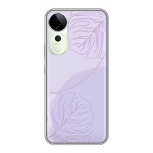 Чехол цветочный дизайн для Vivo T3 Ultra – Монстера фиолетовая