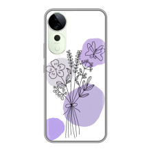 Силиконовый чехол с принтом в цветах на Vivo T3 Ultra – Фиолетовый букет