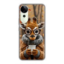 Друкований чохол 'Звірята з кавою' для Vivo T3 Ultra – Жираф з кавою