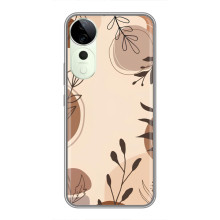 Чохол з квітковим принтом на ВіВО Т4 Про – Коричневі квіти