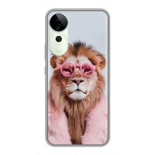 Чохол з принтом стильні тварини для ВіВО Т4 Про – Лев в окулярах
