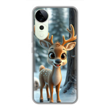 Яскравий чохол для ViVO T4 Pro з Зимові Оленята – Оленятко в лісі