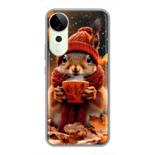 Друкований чохол 'Звірята з кавою' для ViVO T4 Pro – Білка з кавою