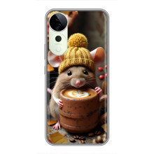 Друкований чохол 'Звірята з кавою' для ViVO T4 Pro – Мишка з кавою