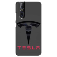 Силиконовый бампер с картинкой машины на Vivo V15 Pro – Logo TESLA