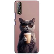 Чохол з принтом стильні тварини для ВіВО V17 Нео – Кіт з кавою