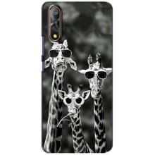 Силиконовый чехол с КАРТИНКАМИ лето для ViVO V17 Neo (AlphaPrint) (Жирафы в очках)