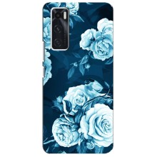 Чехлы (ART) Цветы на ViVO V20 se (VPrint) (Голубые Бутоны)