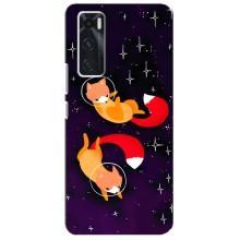 Чехлы с картинкой Лисички для ViVO V20 se (VPrint) (Лисички космонавты)