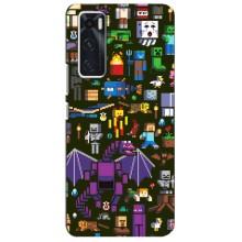 Чехол Майнкрафт на ViVO V20 se (AlphaPrint) Minecraft (Коллаж Майнкрафт)