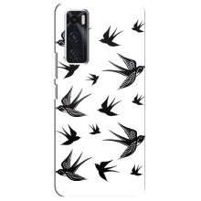 Чехол с птицами на ViVO V20 se (VPrint) (Ласточки)
