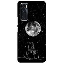 Чехол с рисунком кот на ViVO V20 se – Девушка с котом