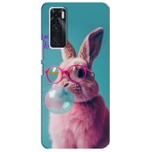 Чехол с принтом стильные животные для Виво В20 се – Кролик в очках