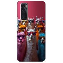 Чехол с принтом стильные животные для Виво В20 се – Ламы в очках