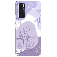 Силиконовый чехол с принтом в цветах на ViVO V20 se – Фиолетовый дизайн