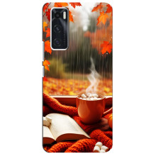 Чехол с уникальным дизайном «Осень с кофе» для ViVO V20 se – Кофе и дождь