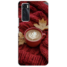 Чехол с уникальным дизайном «Осень с кофе» для ViVO V20 se – Кофе на пледе
