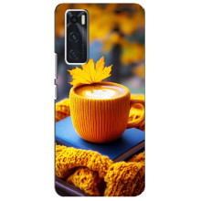 Чехол с уникальным дизайном «Осень с кофе» для ViVO V20 se – Кофе с жёлтым
