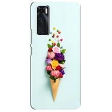 Чехлы с тематикой "ЦВЕТЫ" на ViVO V20 se (Цветок-мороженное)