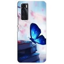 Силиконовый бампер с картинкой животных для ViVO V20 se (Бабочка синяя)