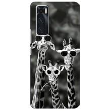 Силиконовый чехол с КАРТИНКАМИ лето для ViVO V20 se (AlphaPrint) (Жирафы в очках)