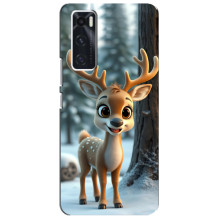 Яркий чехол для ViVO V20 se с Зимними Оленятами – Оленёнок в лесу